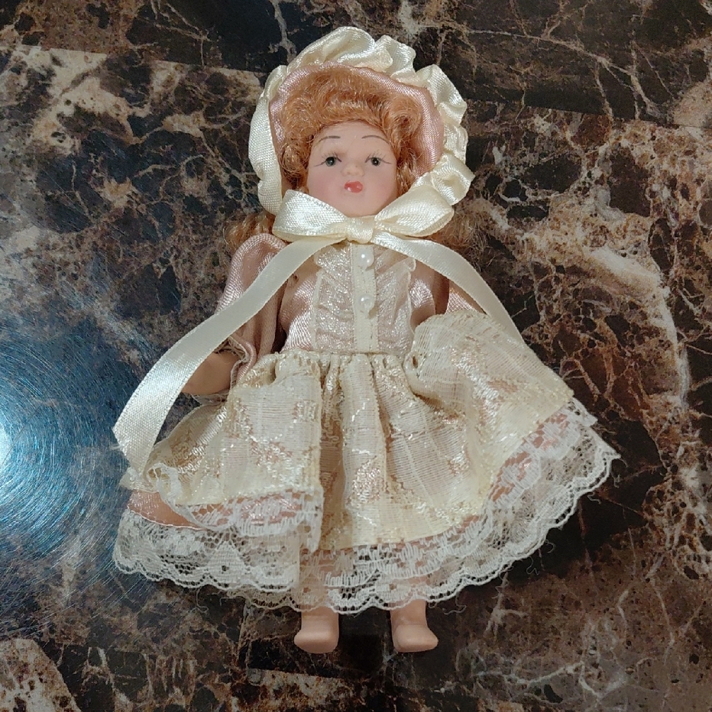 Vintage Gottschalks Bisque 5” Doll Christmas Ornament